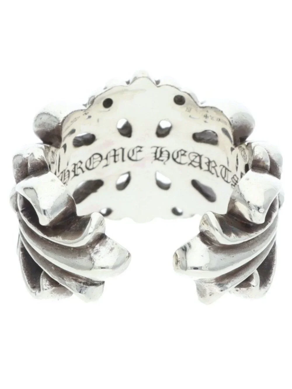 Chrome Hearts Dbl Flrl Double Floral Cross Silver Ring
